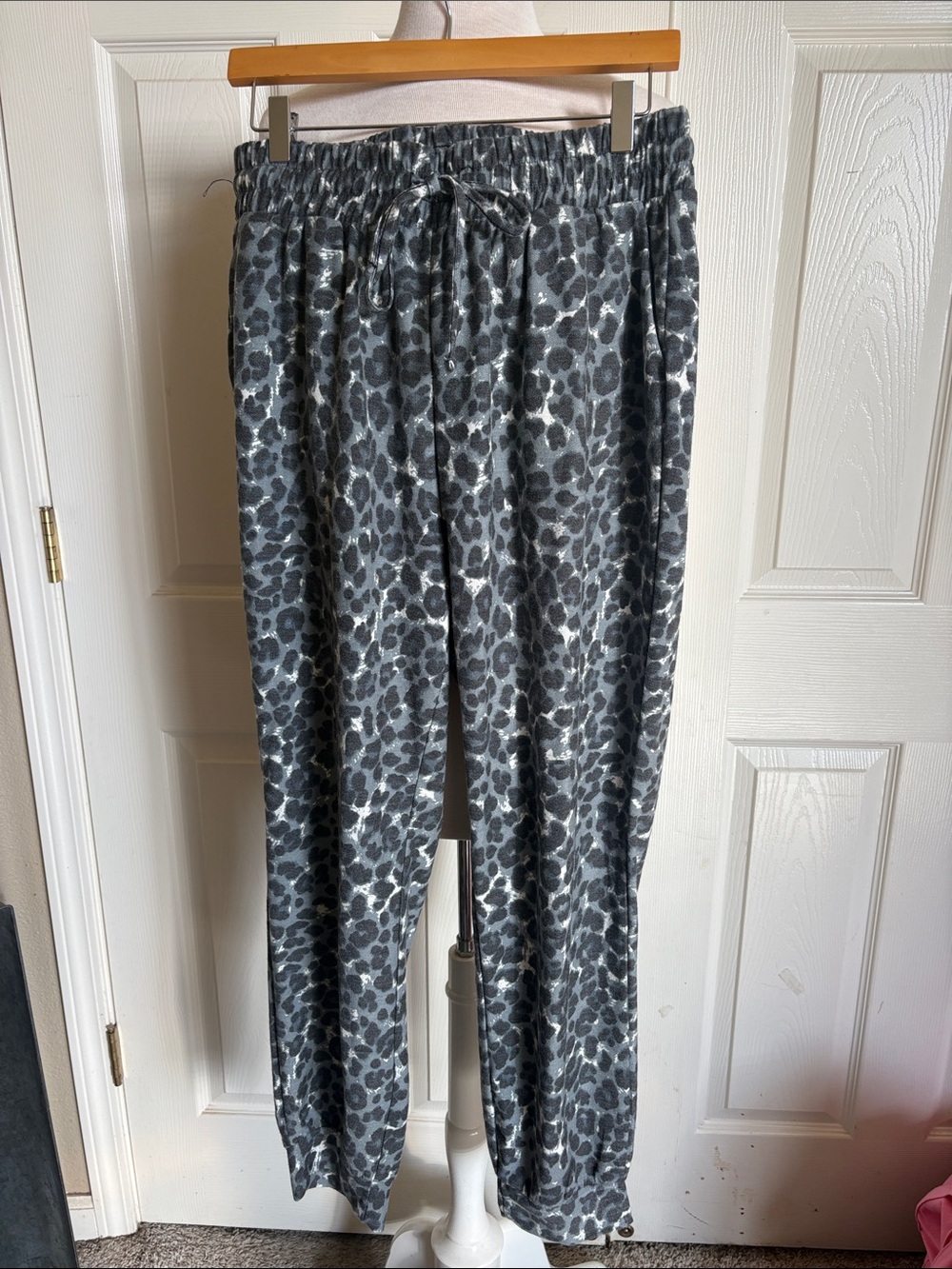 NEW Gray Leopard Print Drawstring Lounge Pants